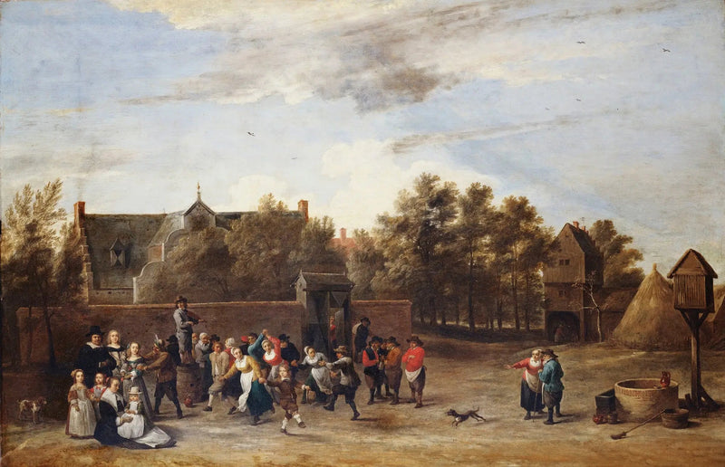 Bønder danser foran et landhus - David Teniers den Yngre