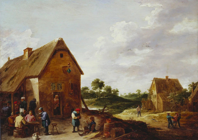 Bønder foran en landsby kro - David Teniers den Yngre