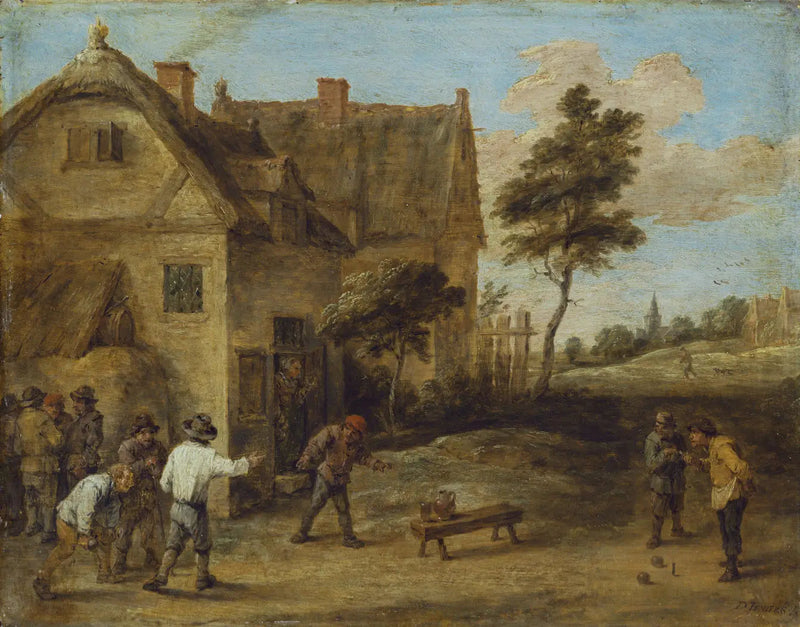 Bønder, der spiller boldspil - David Teniers den Yngre
