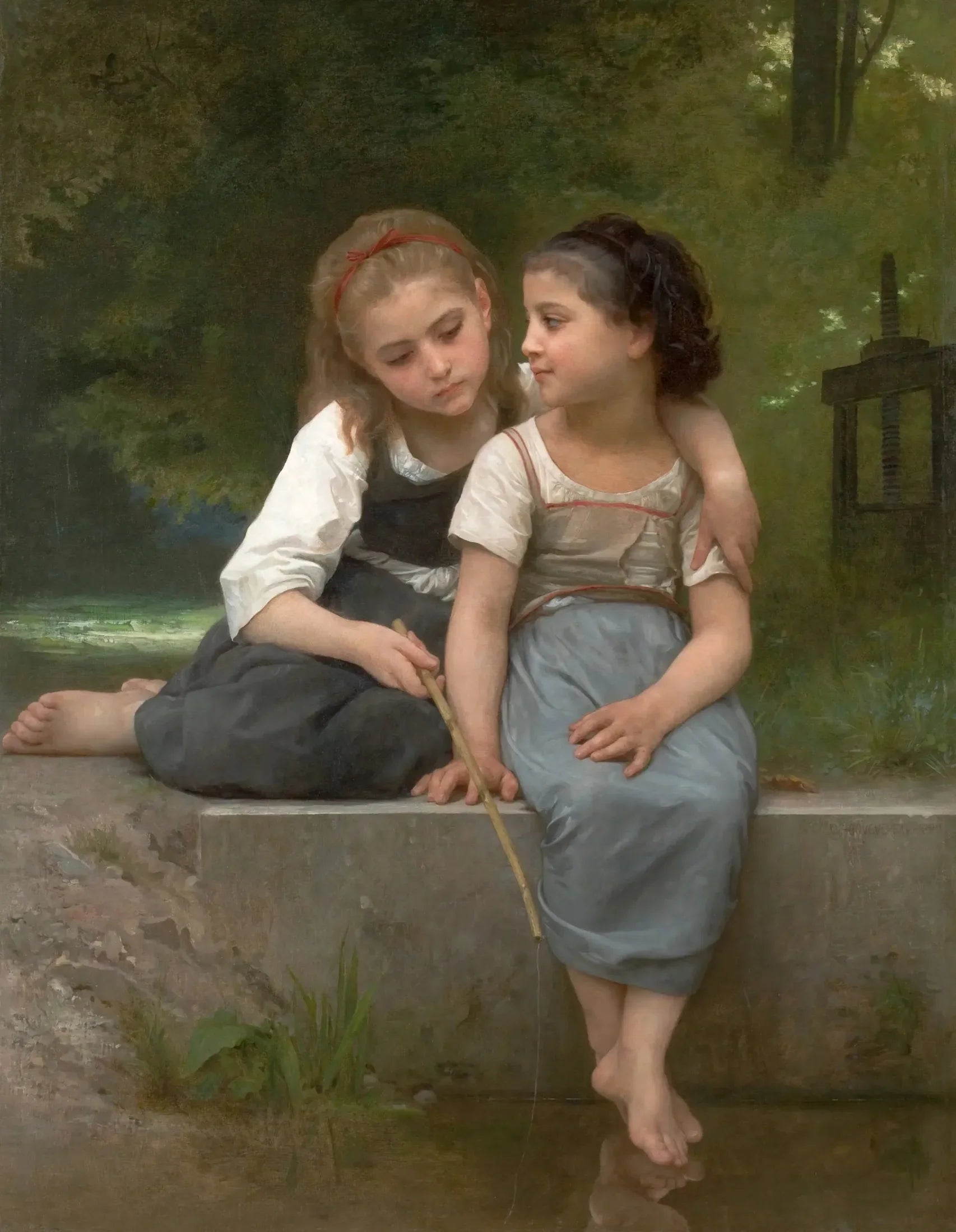 Pêche aux grenouilles - Bouguereau image 1 reproduction réalisée par Alpha Reproduction