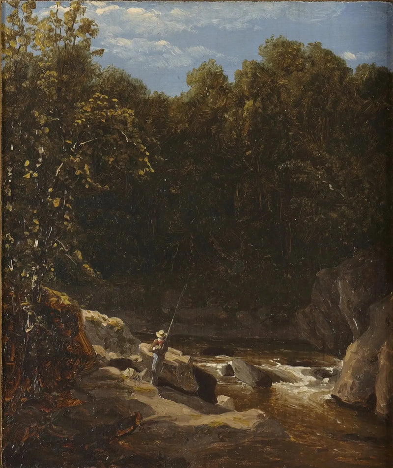 Fiskeri i en bjergbæk - Sanford Robinson Gifford