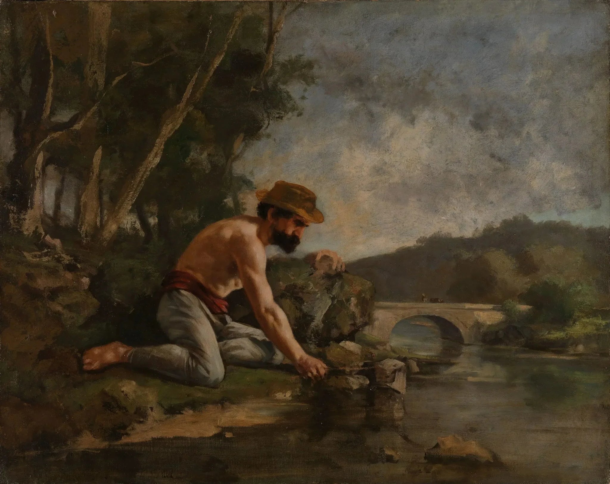 Pêcheur à la ligne - Gustave Courbet image 1 copie de tableau peinte à la main