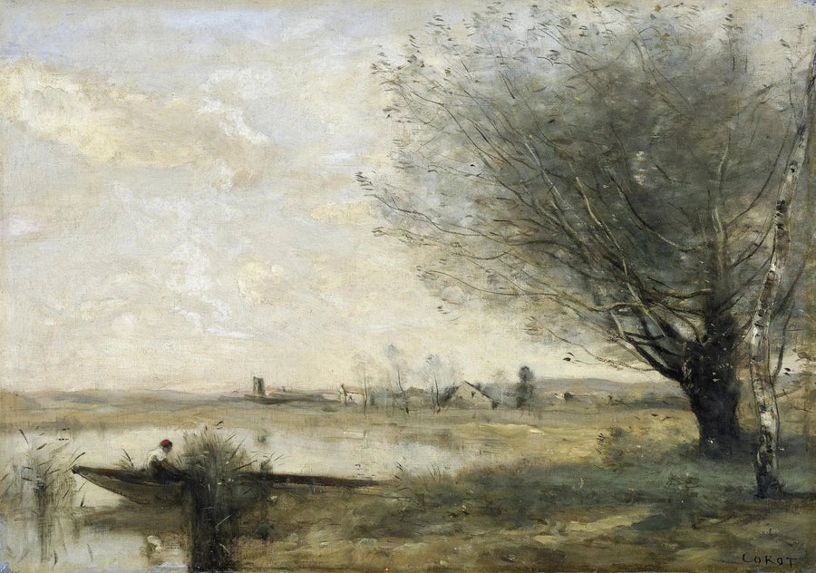 Pêcheur ankret ved en bred - Jean-Baptiste Camille Corot