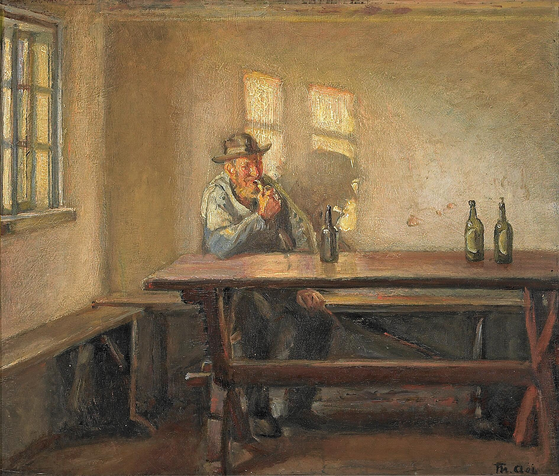 Pêcheur dans la boutique de Brøndum. - Michael Peter Ancher image 1 reproduction réalisée par Alpha Reproduction