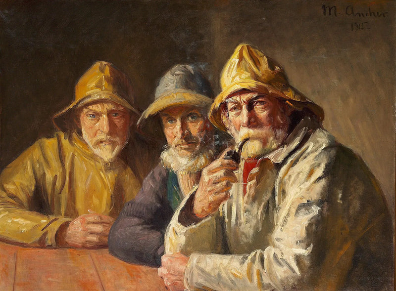 Fiskere i købmandsforretningen i Bründum. - Michael Peter Ancher
