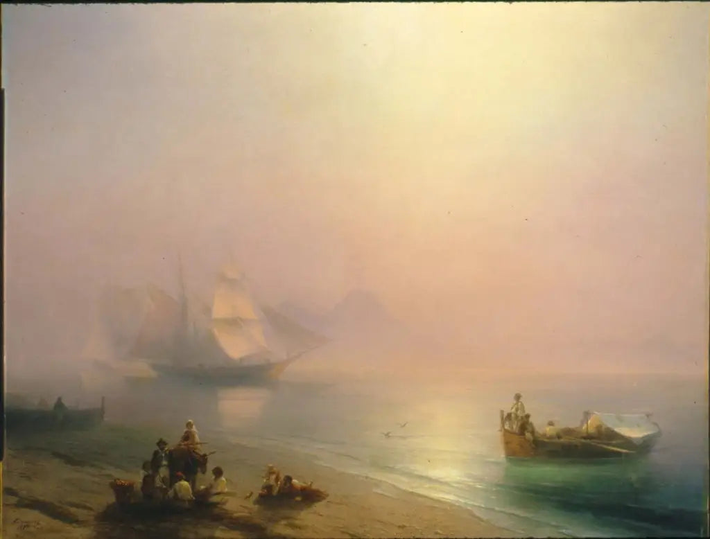 Pêcheurs et leurs familles sur la rive de la baie de Naples - Ivan Aïvazovski - Alpha Reproduction