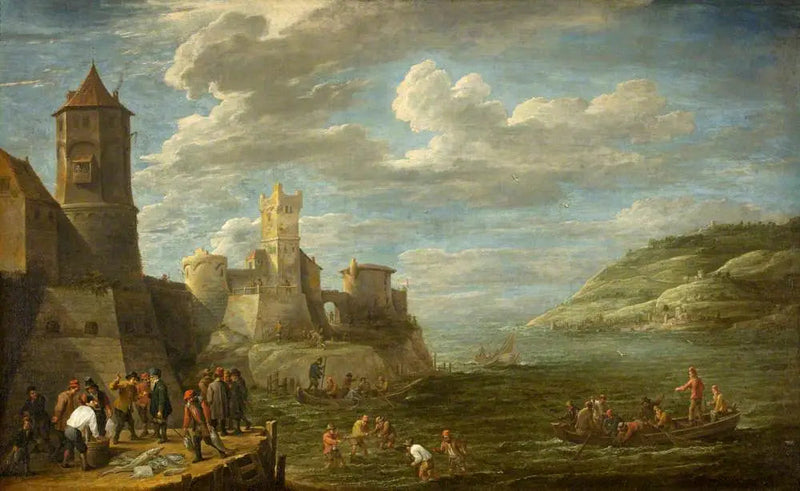Fiskere på en kaj - David Teniers den Yngre