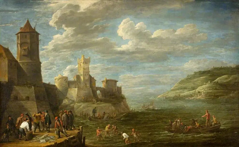 Fiskere på en kaj - David Teniers den Yngre