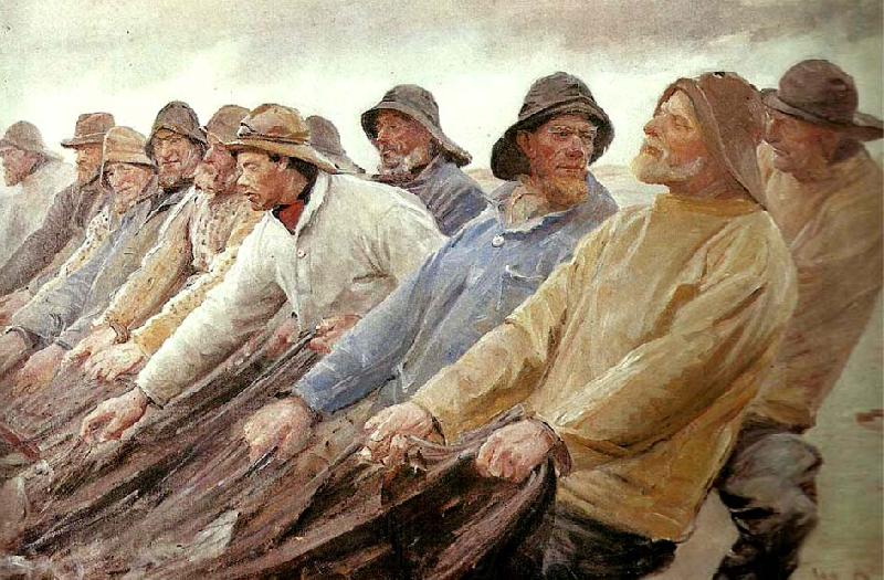 Fiskere trækker not i Skagen - Michael Peter Ancher
