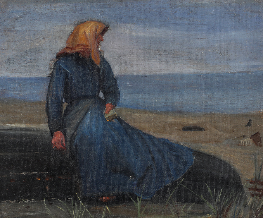 Fiskerkvinde i klitterne. - Michael Peter Ancher