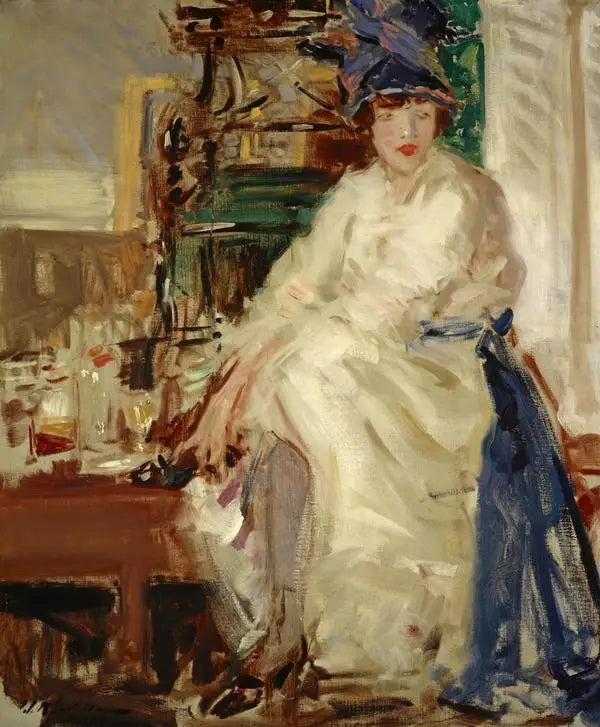 Peggy i blå og hvid - Francis Cadell