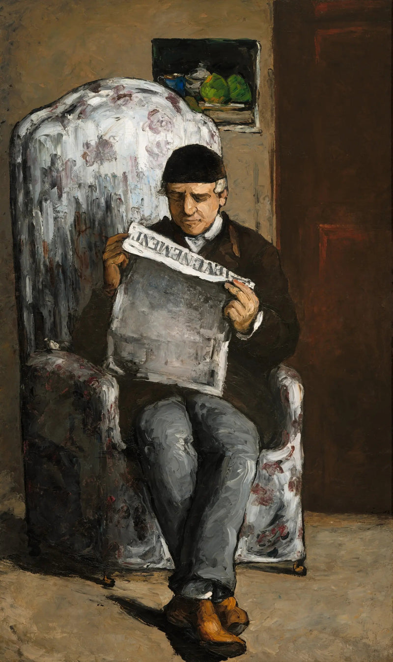 Kunstnerens far læser begivenheden - Paul Cézanne
