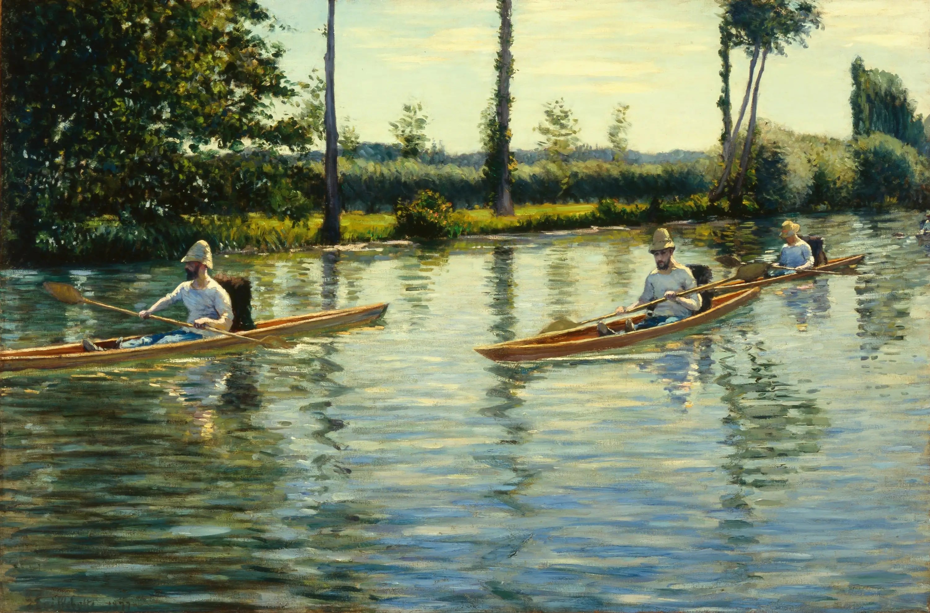 Périssoires sur l'Yerres - Gustave Caillebotte image 1 tableau peint à l’huile sur toile