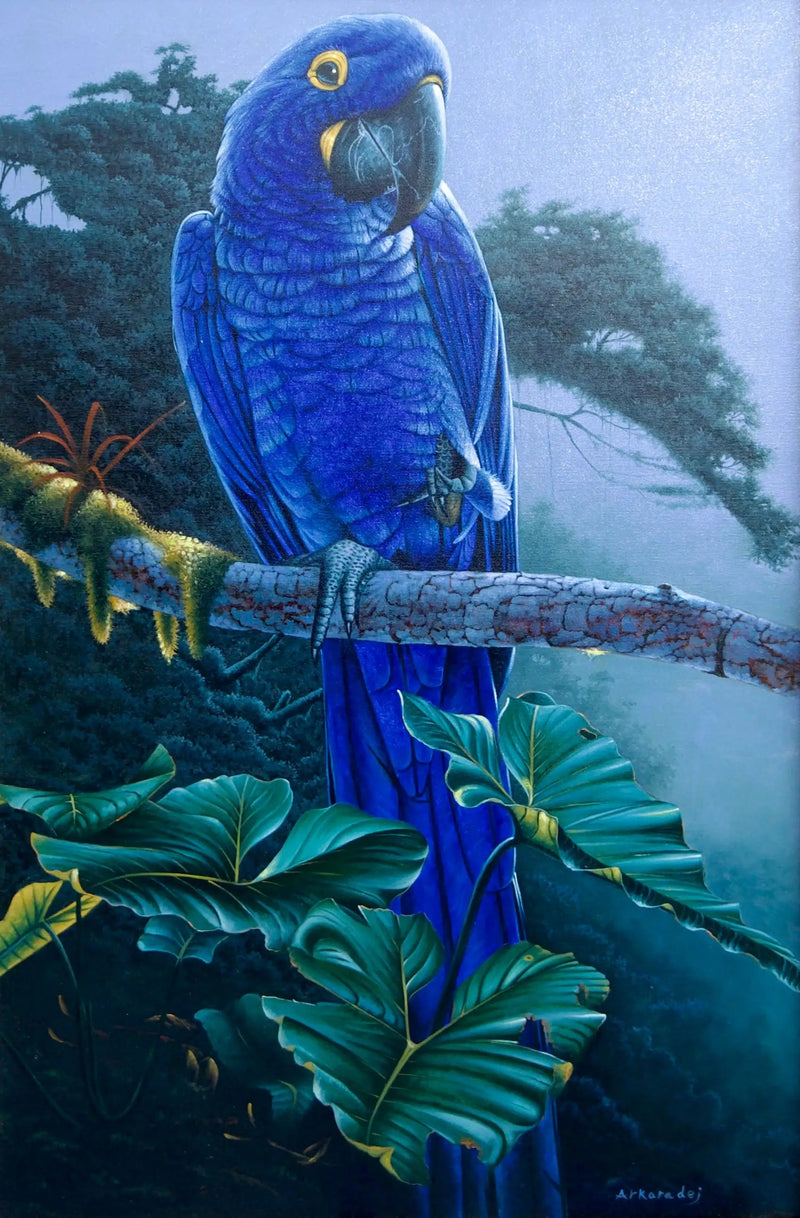 Blå Papegøje i Junglen | 60 x 90 cm
