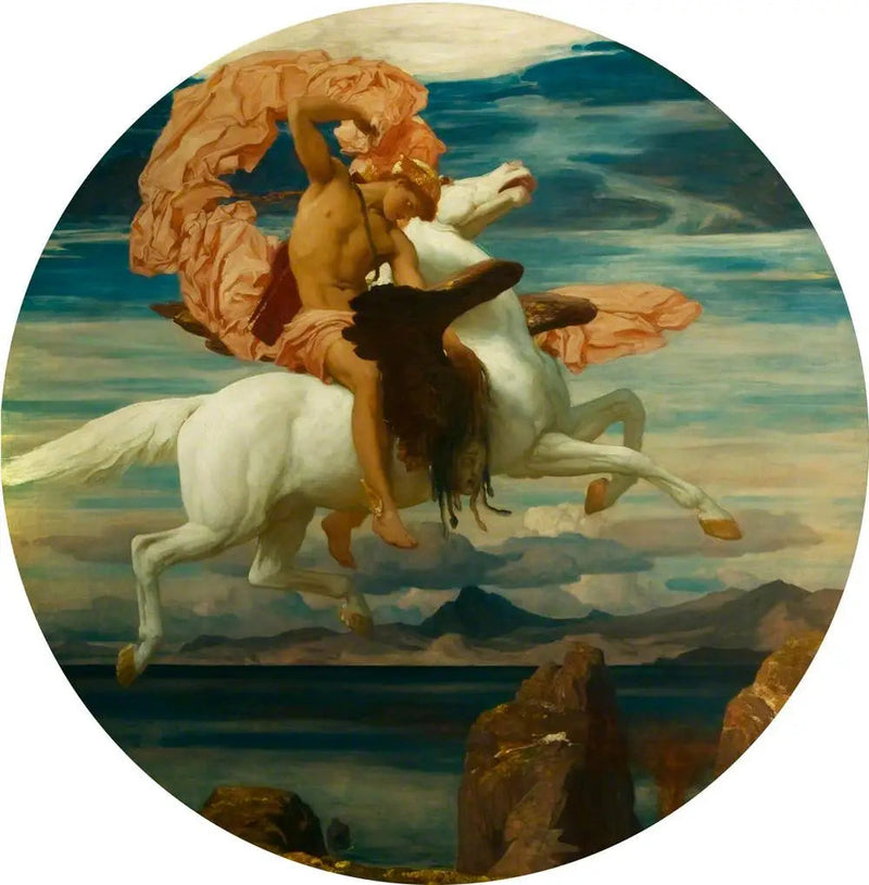 Perseus, på Pegasus, hastende til undsætning af Andromeda - Frederic Leighton