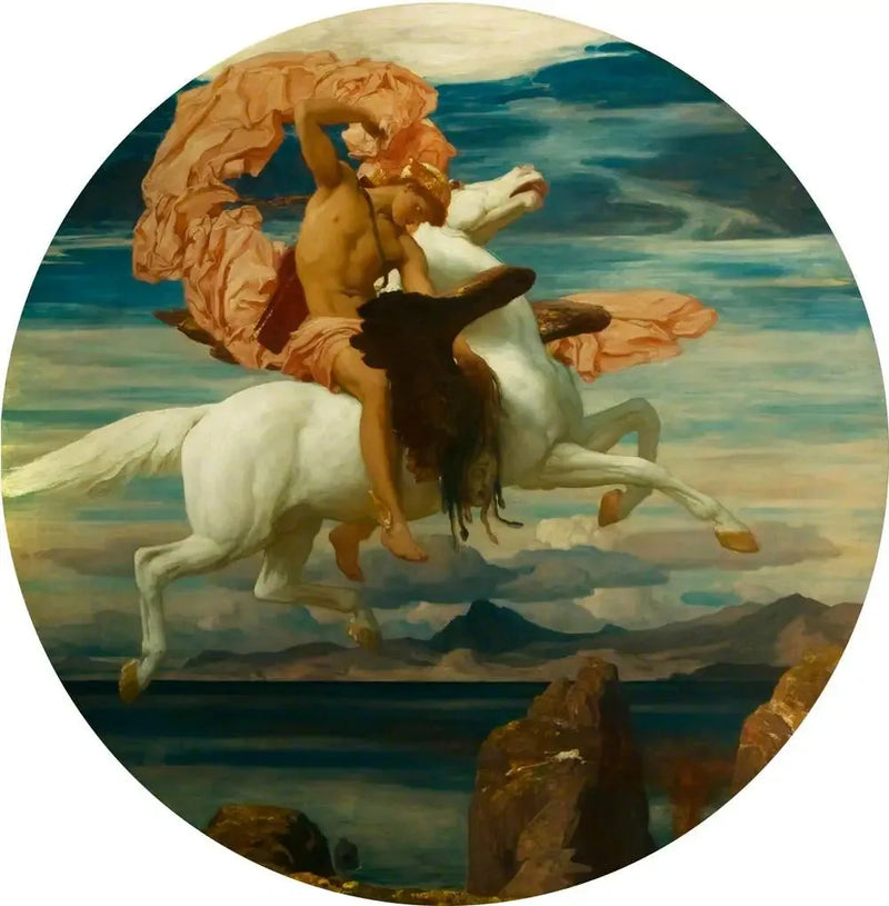 Perseus, på Pegasus, hastende til undsætning af Andromeda - Frederic Leighton