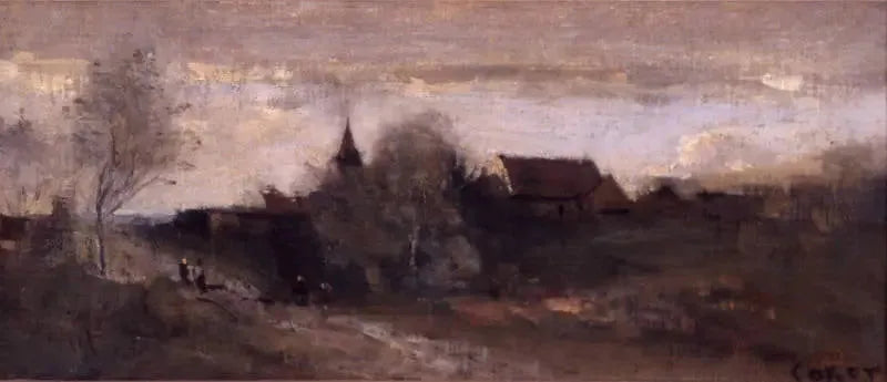 Lille landsby i Morvan - Jean-Baptiste Camille Corot