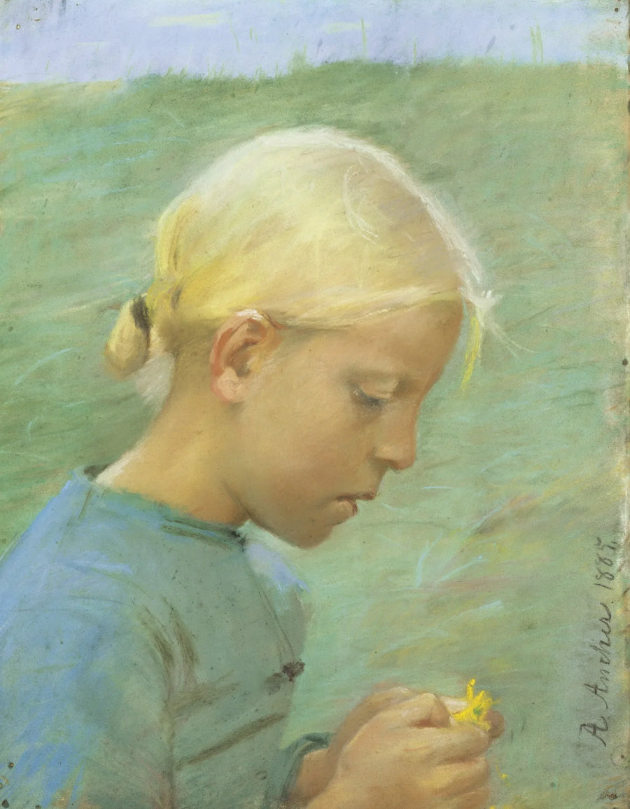 Lille pige med en blomst - Anna Ancher