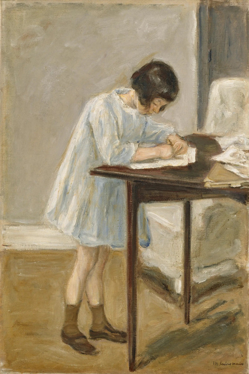 Barnebarn (pige stående og skriver) - Max Liebermann