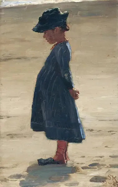 Lille pige stående på den sydlige strand af Skagen - Peder Severin Krøyer