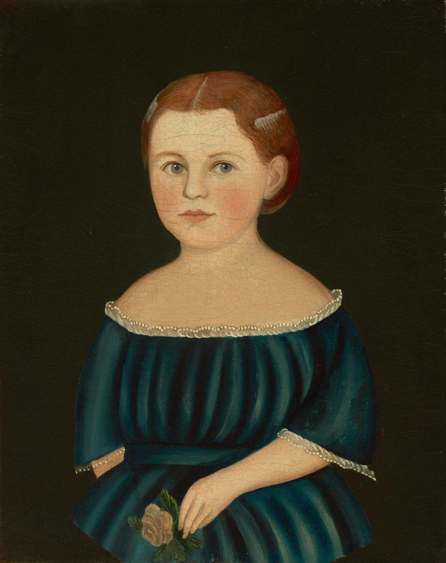 Petite fille en robe bleue - American 19th Century