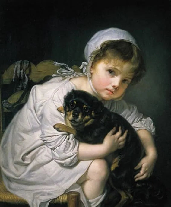 Lille pige og hendes hund - Jean-Baptiste Greuze
