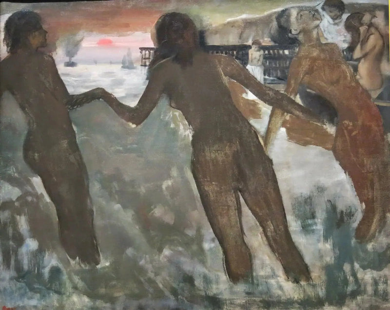 Små bønder, der vasker sig i havet ved aftenstid - Edgar Degas