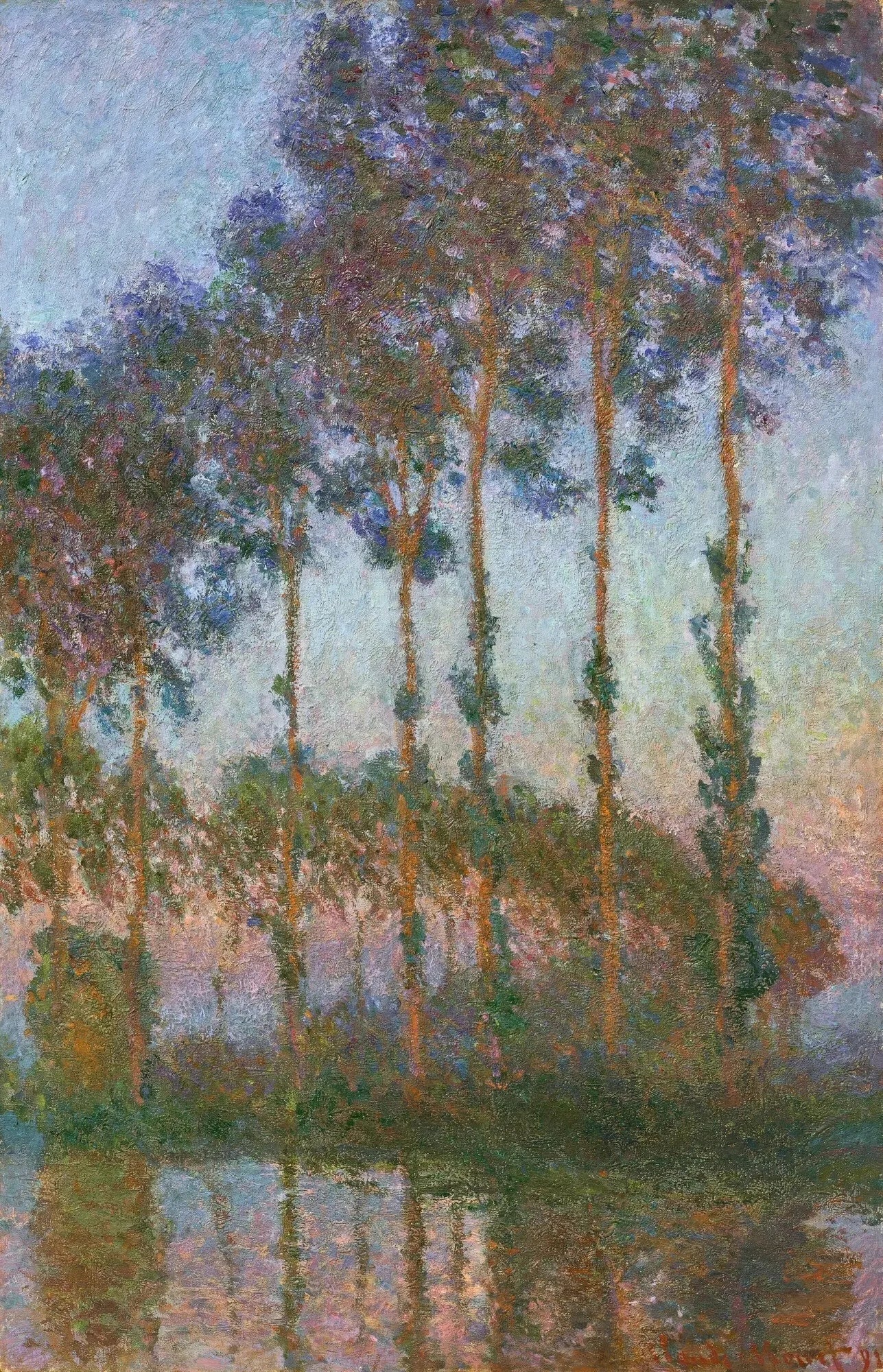 Peupliers au bord de l’Epte, crépuscule de Claude Monet, 1891 – collection particulière, Wildenstein 1296
