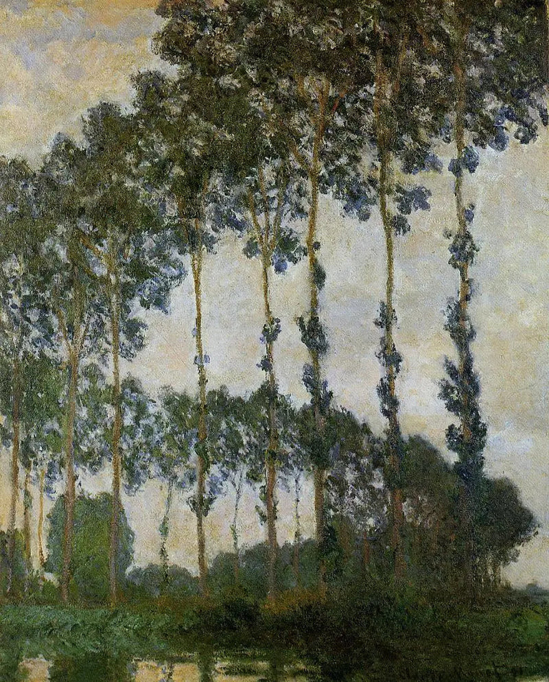 Popler nær Giverny, overskyet vejr - Claude Monet
