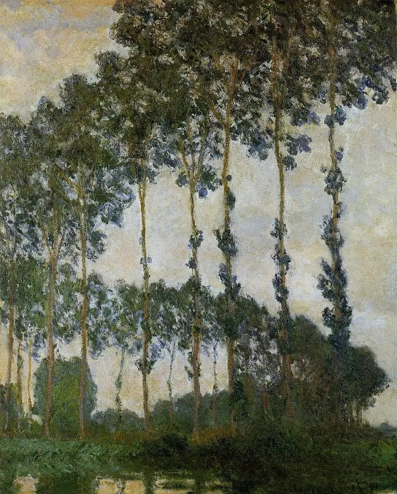 Popler nær Giverny, overskyet vejr - Claude Monet