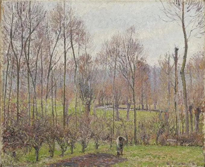 Poppeltræer, gråvejr, Éragny - Camille Pissarro