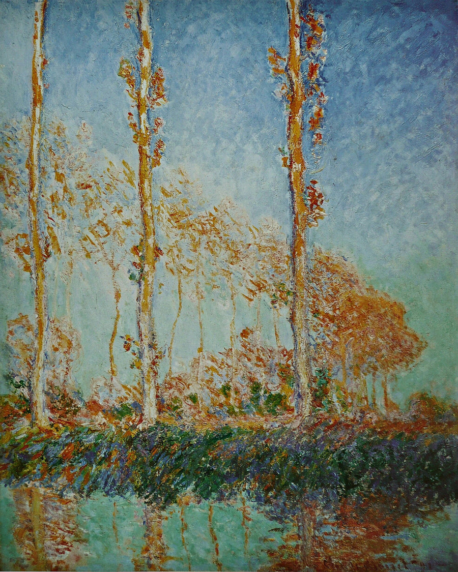 Poplerne, tre rosa træer, efterår - Claude Monet