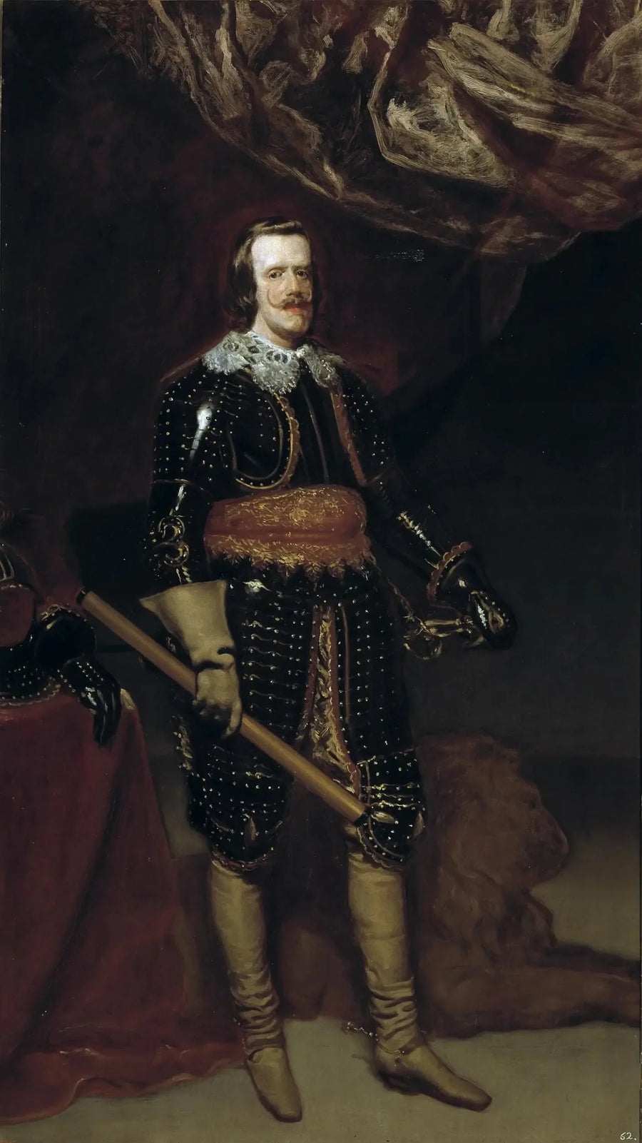 Philippe IV i rustning, med en løve ved sine fødder - Diego Velázquez