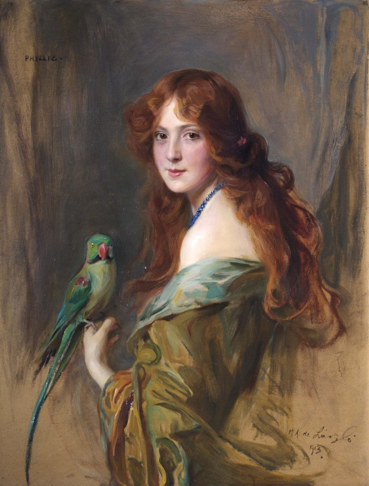 Phyllis (La dame au perroquet) - Philip de László image 1 copie peinte à la main à l’huile