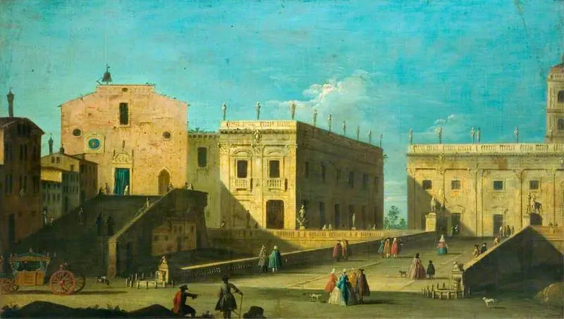 Piazza del Campidoglio, Rome, med Santa Maria in Aracoeli til venstre - Canaletto