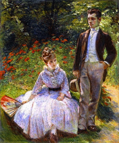 Pierre og hans tante Louise i haven - Marie Bracquemond