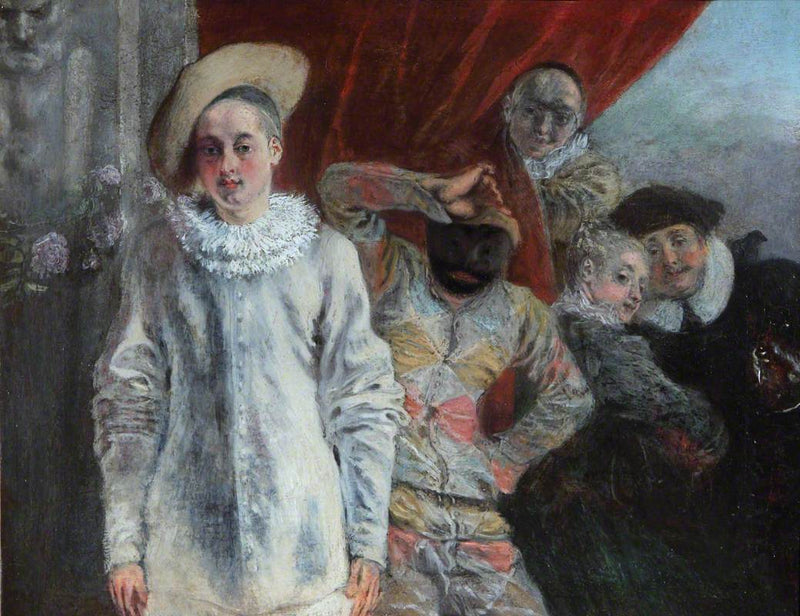 Pierrot, Arlequin og Scapin - Antoine Watteau