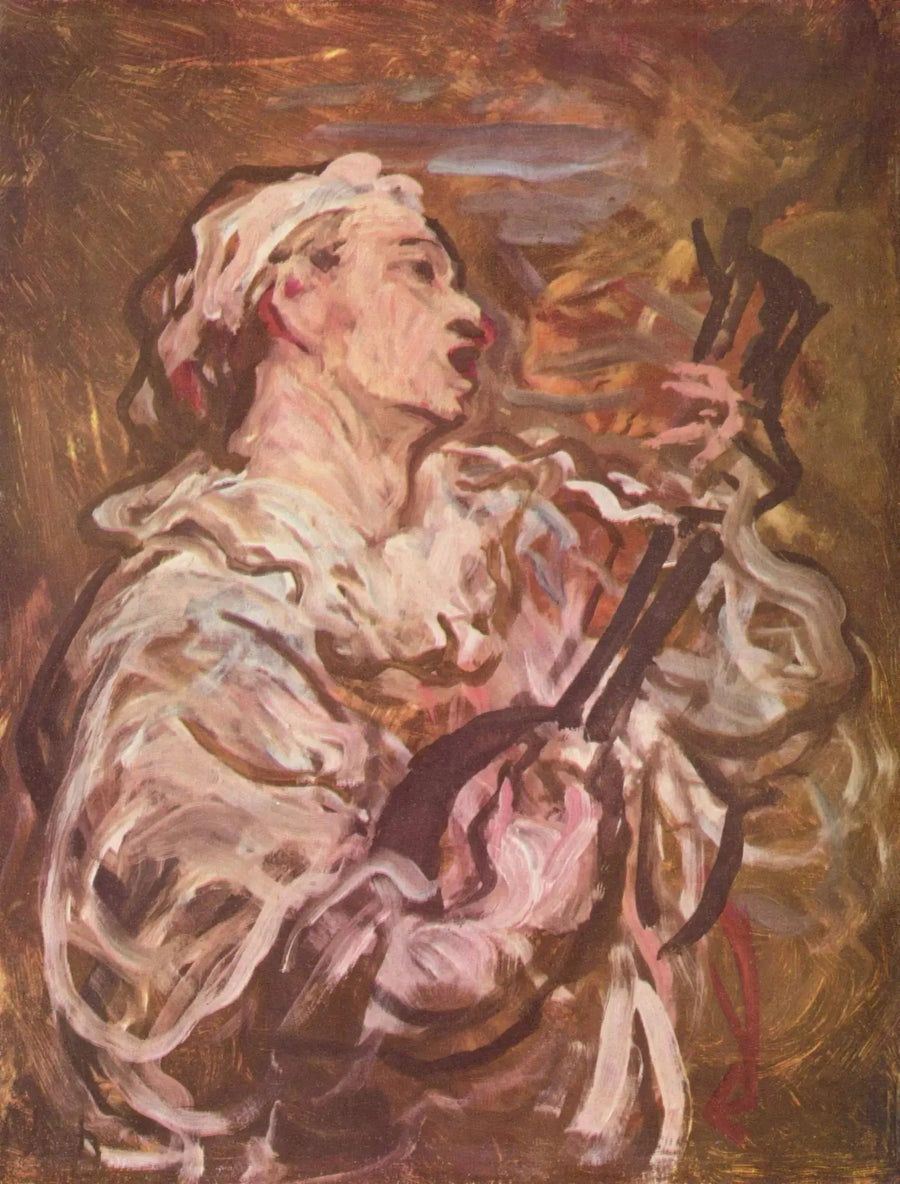 Pierrot spiller mandolin - Honoré Daumier