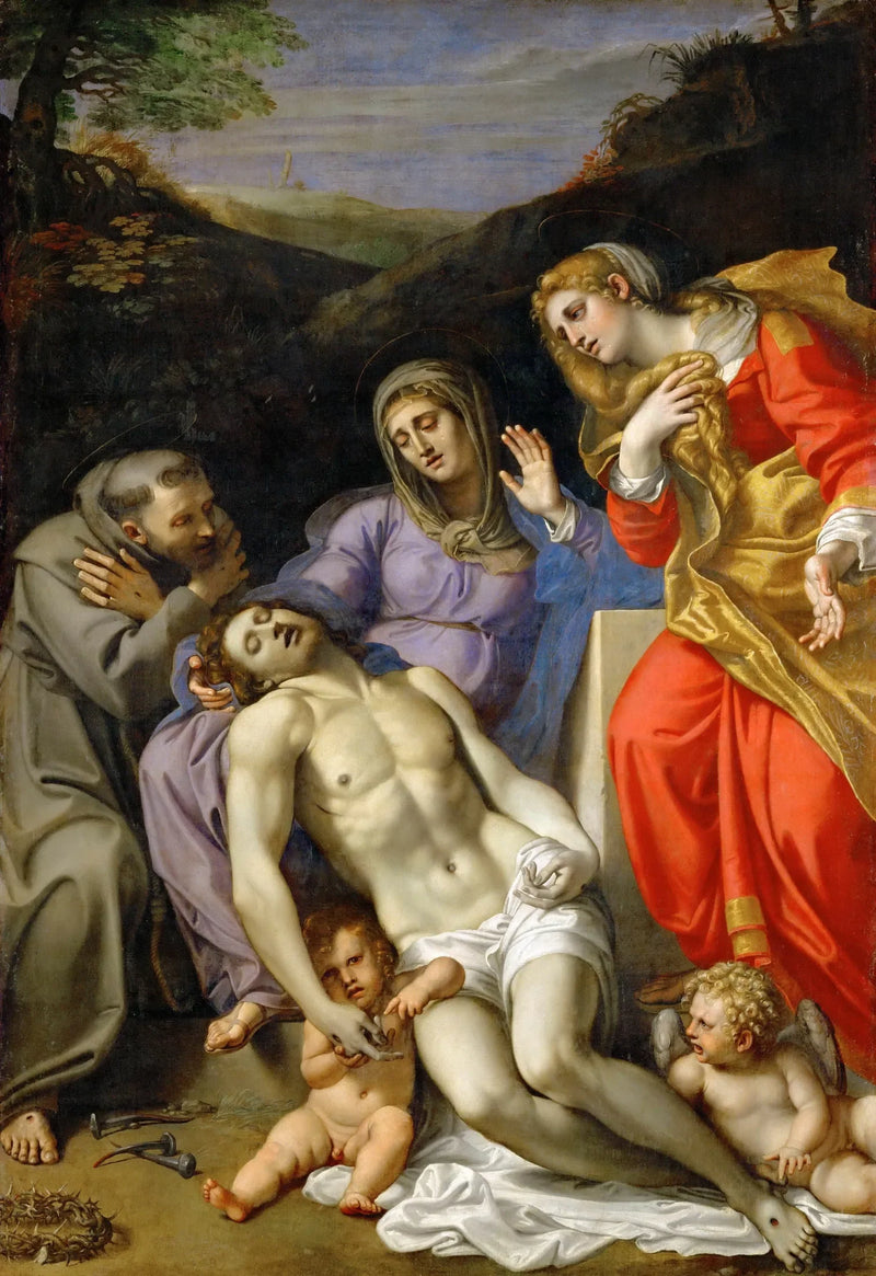 Pietà med Sankt Frans og Sankt Maria Magdalena - Annibale Carracci