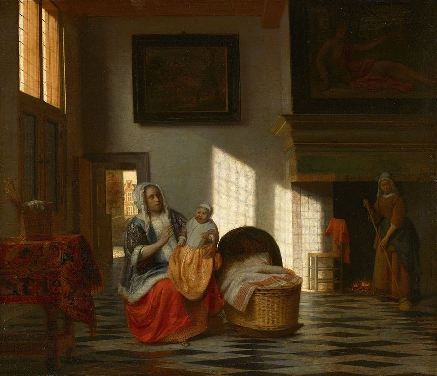 Mère avec un enfant et une femme de chambre - Pieter de Hooch