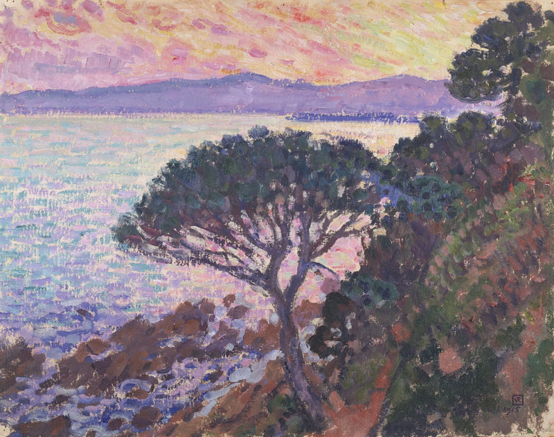 Paraply med pind ved havet - Théodore van Rysselberghe