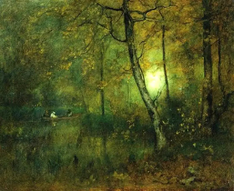 Swimmingpool i skoven - George Inness