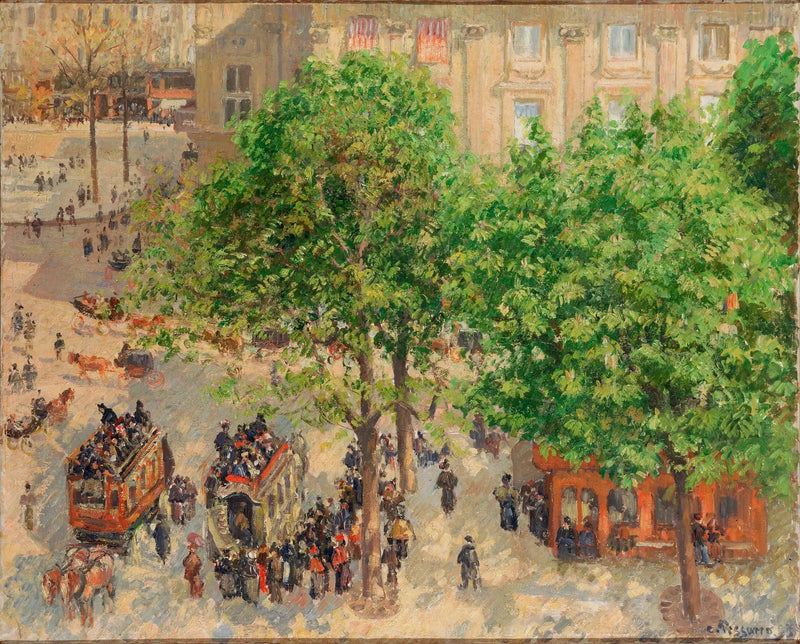 Pladsen ved Théâtre Français i Paris, forår - Camille Pissarro