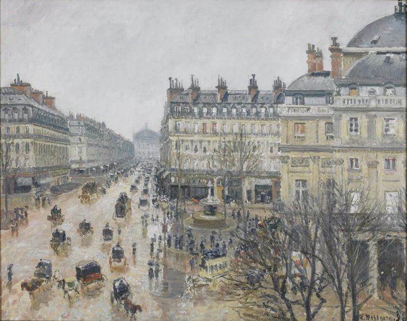 Plads ved Théâtre Français: regnvejrseffekt - Camille Pissarro