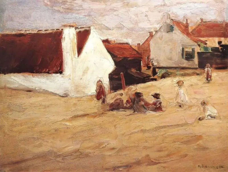 Byplads med børn, der leger - Max Liebermann