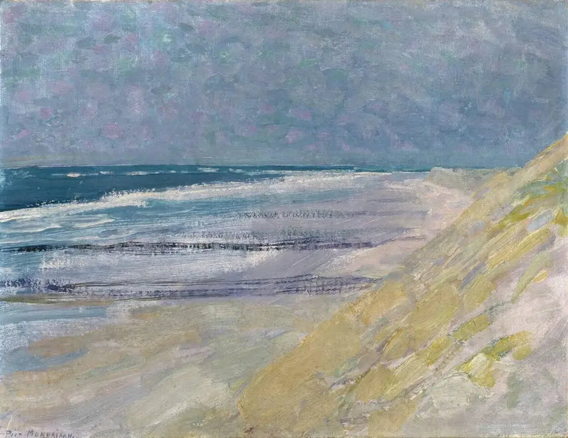 Strand med tre eller fire moler i Domburg - Piet Mondrian