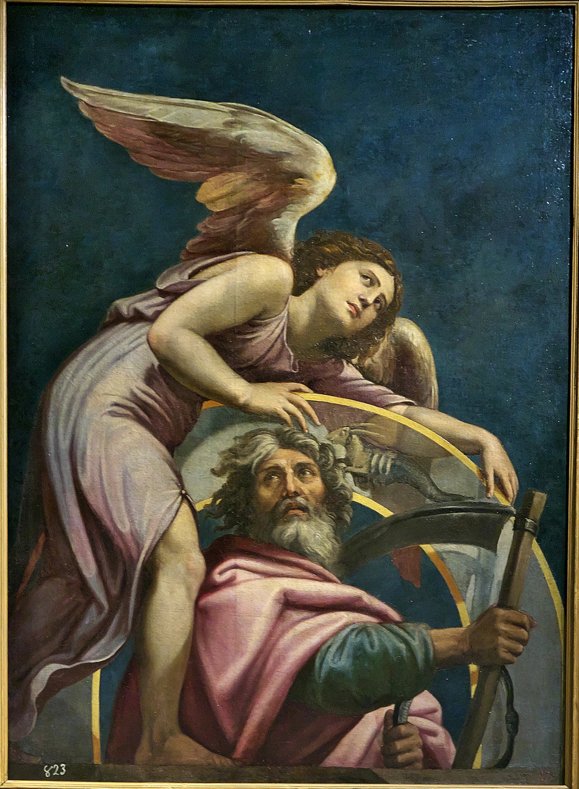 La planète Saturne avec un ange et le signe du zodiaque du Capricorne - Pietro Facchetti