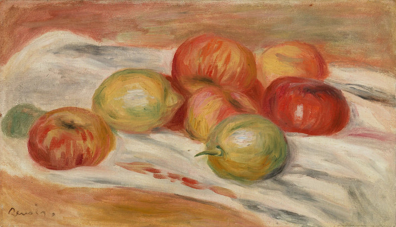 Æbler og citroner på et borddæk - Pierre-Auguste Renoir