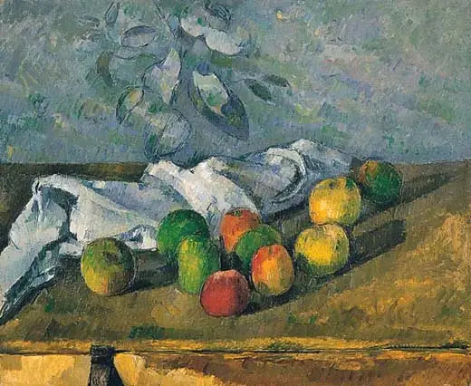 Æbler og serviet - Paul Cézanne