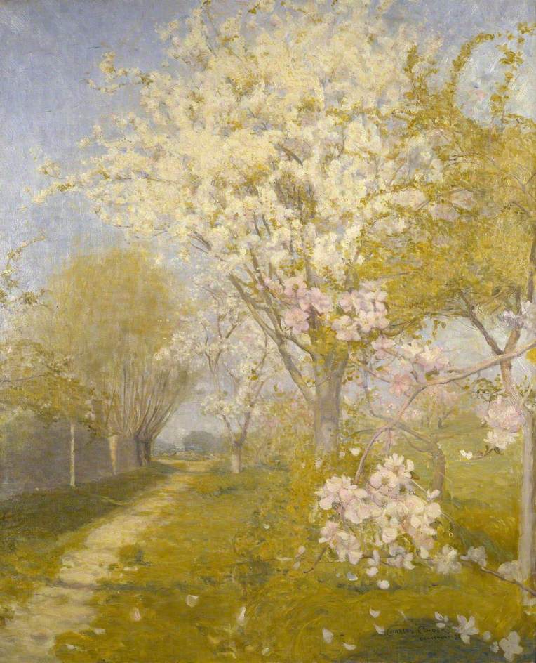 Blomstrende æbletræer i Dennemont - Charles Conder